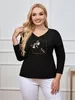 Damen Plus Size Top Spring Fi Elegantes Top Geeignet für rundes Damen Cott Casual Top A9Ua#