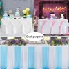 Jupe de Table en Tulle pour fête prénatale ronde et rectangulaire, décor de fête d'anniversaire et de mariage, nappe de Style à rayures