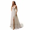 Roddrsya Boho Hochzeit Kleid für Frau Zivil Strand V-Ausschnitt Applikationen Spitze Split Brautkleider Backl Vestidos de Novia Chiff 33hW #