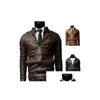 Mäns jackor Mens Motorcykel Faux Leather Spring Autumn Clothing för manlig långärmad cool stativ krage jacka droppleveranskläder dhr1u