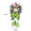 Porta a tema cartone animato con ghirlanda primaverile di fiori decorativi da appendere alla parete anteriore per interni