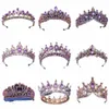 Rhineste Crown Purple Crystal Bridal Wedding Dr Tiaras and Crowns for Women Hair Jewelry Party Bride Prezent PROM PROM PROM N62T#