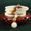 Perlé Blanc Bodhi Graine Sculpté Lotus Bracelets Collier Pour Femmes Hommes 108 Prière Mala Perles Wrap Bracelet Bouddhisme Tibétain Bijoux Dro Otruz