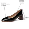 Sapatos de vestido Tamanho 33-43 Natural Couro Genuíno Mulheres Saltos Confortáveis ​​Cor Pura Rodada Toe Moda Salto Alto Fácil de Andar