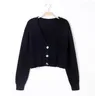 Automne hiver court taille haute couleur unie pull femmes simple boutonnage tricot cardigan petit sweter femmes veste nouveau top femme 89sl #