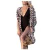 Kvinnors badkläder kvinnors strand slitage bikini er up leopard tryck chiffong kimono long cardigan blus sjal toppar utkläder droppleverans ap dhksq