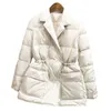Ультралегкая белая куртка на утином пуху, парка, осень-зима, женский костюм, регулируемая талия на шнурке, теплое пуховое пальто, женская верхняя одежда N2lo #