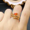 Кольца кластера, стерлинговое серебро 925 пробы, опал, натуральный оранжевый огненный кольцо для женщин, подарок на день рождения