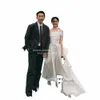 魅力的な韓国庭の結婚式のスプレーdr strapl leavel a line bridal gown taffeta bridal dres corset back 92qs＃