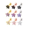 Stud Earrings 2pcs Stainless Steel Zircon Flower Cartilage Earring Tragus Ear Piercing Jewelry