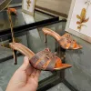 Womens high heel slippers Designer leather Dress shoes sexy summer Stiletto sandals Fashion party shoes Designer heels formal evening party slipper