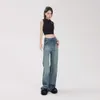 2023 New American Pi Shuai Wide Leg Jeans Womens Cool and Spicy High Waist Versatile Washed Straight leg Jeans