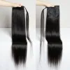 Paardenstaarten Rechte Body Wave Wrap Around Paardenstaart Echt haar 140g Indian Remy Magic Paste Pony Tail Clip In Hair Extensions voor dames