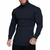 Neue 2024 Männer T-shirt Einfarbig Velour Rollkragen LG Hülse Casual Unterhemd Männer Gemütliche Streetwear Freizeit Camisetas M6WF #