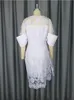 Vestidos de renda branca para mulheres vintage tripulação pescoço bordado túnica pacote hip retro elegante midi vestido festa de casamento vestidos 240321