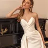 perfetto elegante sirena da sposa Dr Strapl Sweetheart maniche piega cerniera posteriore treno staccabile abiti da Noiva L8xM #