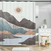 Cortinas de ducha Pintura de estilo de arte japonés Cortina de baño Montañas Tela de poliéster lavable Baño impermeable Decoración del hogar