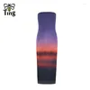 Casual Dresses Tingfly Women Summer Fashion Sunset Printing Axless Bodycon Dress Lady Sexig Clubwear Clothings