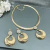 Collana orecchini set catena dorata ciondolo braccialetto anello gioielli placcati oro 18 carati per le donne Africa regali per la festa nuziale