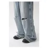 Männer Jeans 2024 Frühling Koreanische Lose Einfarbig Löcher Beiläufige Gerade Mode Waschen High Street Zipper Hip Hop Baumwolle