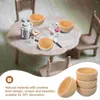 Dinnerware Sets 4 Pcs Small Wooden Bowl Bowls Flatware Model Toy DIY Supplies Simulated Kitchen Toys Child Jewelry