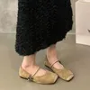 Summer zamszowe mieszkania kobiety Marie Janes Buty projektant Square Sukienka Lolita Buty płytkie sandały żeńskie zapatillas 240311