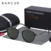 Barcur aluminium magnesium vintage solglasögon för män polariserade runda solglasögon kvinnor retro glasögon oculos masculino 240327