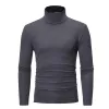 Printemps Automne Mince Hommes Pulls Pulls Col Roulé Pull Tricoté Pour Hommes Cott Vêtements Mâle Chandails Plein Noir Blanc Tops b2aA #