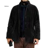 mens dolcevita streetwear giacca vintage retrò giacca di velluto a coste cappotto autunno butt allentato bomber tasche giacca cott w8km #