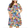 Zomer Retro Korte Mouw A-lijn DrWomen Plant Fr 3D Gedrukt Dr Casual Fi O-hals Losse Dames Dr Plus Size 6XL t0Ud #