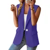 Blazer Vest Femmes Manteau Gilets 2024 Chic Sleevel Gilet Butt Veste Printemps Casual Blazers Dames Costumes Solide Couleur Vêtements d'extérieur U6U3 #