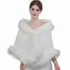 matrimonio Dr Scialle Inverno Sposa Cerimonia di nozze Bianco damigella d'onore Dr Sera Dr Cappotto Lg Manica Capo esterno Capelli u9cW #