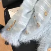 중공업 무화 무형 플러시 니트 코트 암컷 가을 2022 새로운 LG 슬리브 스웨터 금속 엉덩이 카디건 N7K8#