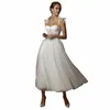 Lorie Short Wedding Dres Modern Bing Spaghetti Strap A Line Tea Length White Bridal Vestido de Noiva Curto X2WL#