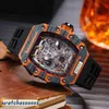 RM11 Luksusowe mechaniki męskie Watch Net Red Silica Gel z watną lufą mody męską i trendami damskimi