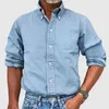 Men's Casual Shirts Men Button Down Dress Shirt Stylish Lapel Collar Cardigan Slim Fit Breathable Fabric Office Wear Long Sleeve