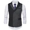 Gilet da uomo Moda Gilet da uomo Gilet patchwork a righe Costume Homme Formale Business Casual Abiti senza maniche Giacca Cappotto vintage