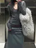 ワークドレスファッション女性用Vネック長袖コントラストカラートップ弾性プリントレターハイウエストスカート