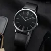 腕時計屋外の男性は本物の革のミリタリースポーツアナログQuartz wristwatch decorationビジネスマン時計カレンダーMontreHommeを見る