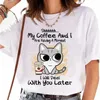 divertente gatto Shhhhh .... Il mio caffè e io stiamo avendo un momento Stampa T-shirt T-shirt estive Femme per abiti da donna Donna Top Tees p13U #