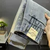 Jeans masculinos high end verão fino ajuste americano rua reta tubo solto vintage salpicado pintura dot denim calças compridas