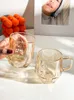 Vinglas Glasskopp med handtag Ins stil hushåll transparent vatten koppar kaffete mugg frukost mjölk whisky cocktail drinkware