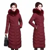 2024 neue XL-6XL Weibliche Mantel Unten Cott Gepolsterte Kleidung Für Frauen LG Mit Kapuze Pelz Kragen Parkas Mittleren Alters Mutter winter Jacke O1wk #