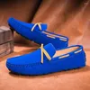 Casual Shoes Luxury Suede Leather Loafers Mens Women Moccasins Flats Fashion Man Man Driving Dress Storlek 35-48 för män Sneakers