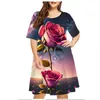 Tie Dye Starry Sky Rose Floral Print Dr Femmes Fi Manches courtes Lâche Plus Taille Dr Summer Casual Party Mini Dr 6XL o8up #