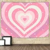 Tapeçarias coração estrela impressão tapeçaria casal dormitório rosa estilo estético parede pendurado romântico amor forma quarto blanke