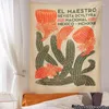 Arazzi Arazzo botanico Cactus appeso a parete Retro fiore sfondo Hippie Bohemian Poster Home Decor Stampa