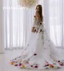 Piękny kolorowy fr Wedding Dr Boho bajka opowieść linia 3D Florals Rustykalne wiejskie suknie ślubne Tiulowy kapryśny panna młoda 2024 x8ab#