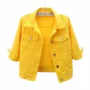 women Denim Jacket Spring Autumn Short Coat Pink Jean Jackets Casual Tops Purple Yellow Purple Blue Loose Tops Lady Outerwear R7DB#