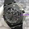 Belle montre-bracelet AP Airbnb Royal Oak Offshore Series 26402CE Cadran noir matériau céramique aiguille rouge chronométrage montre mécanique montre AP pour homme fond transparent 44 mm